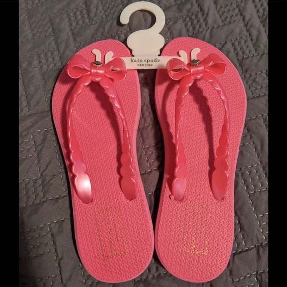 Kate Spade Denise Bow Flip Flop, Pink & Gold, Size 7/8 - Picture 2 of 10